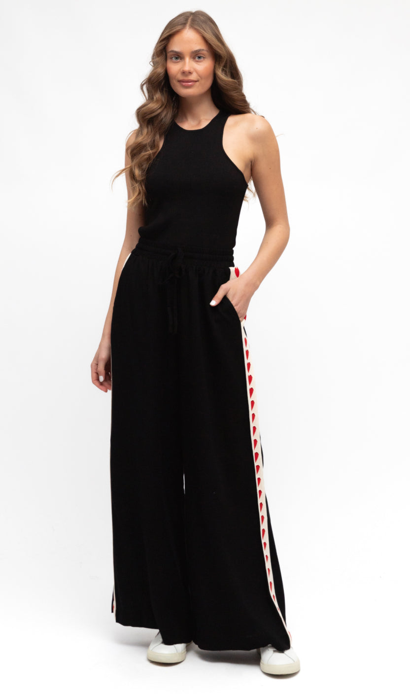 Red Heart on Black Racer Pant