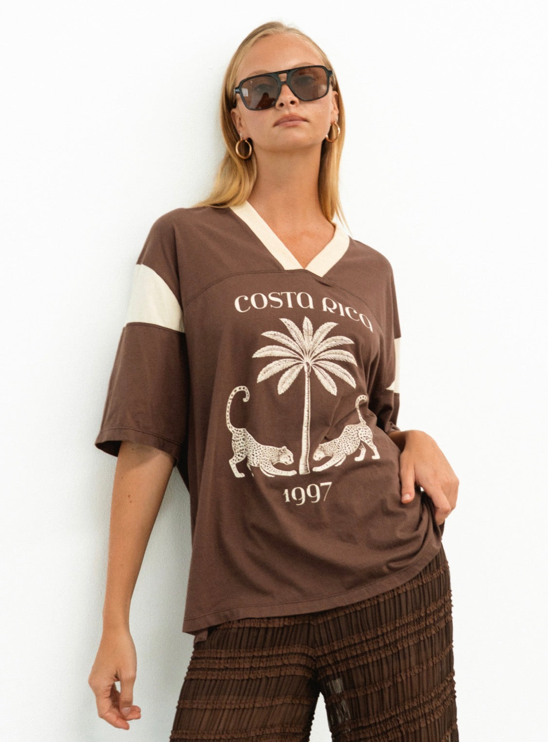 Costa Rica Chocolate/Beige Oversized Vintage Tee