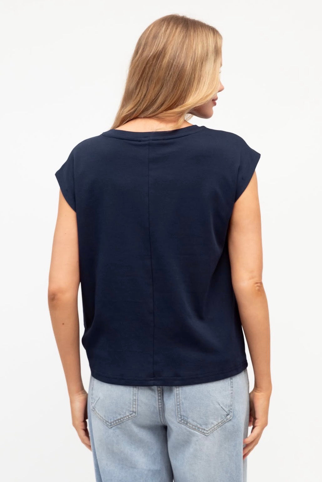 Tuck Cap Sleeve Navy Top