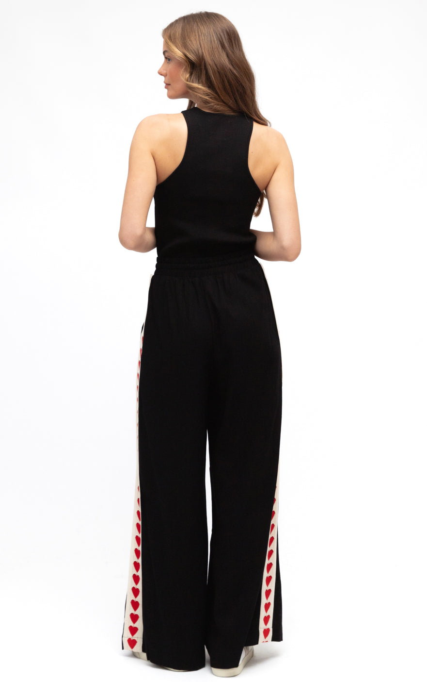 Red Heart on Black Racer Pant