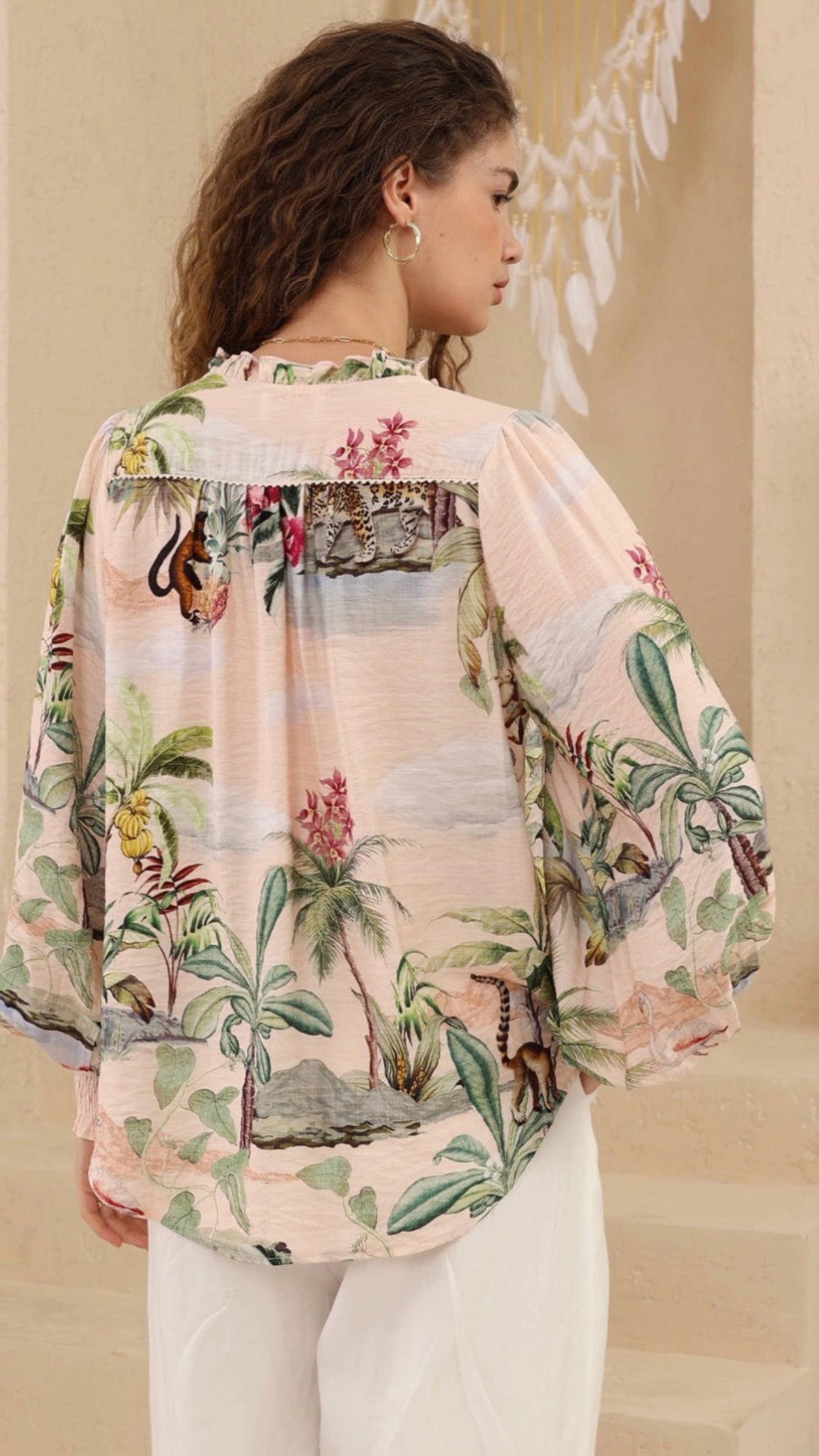 Pamela Tropical Animal Print Blouse