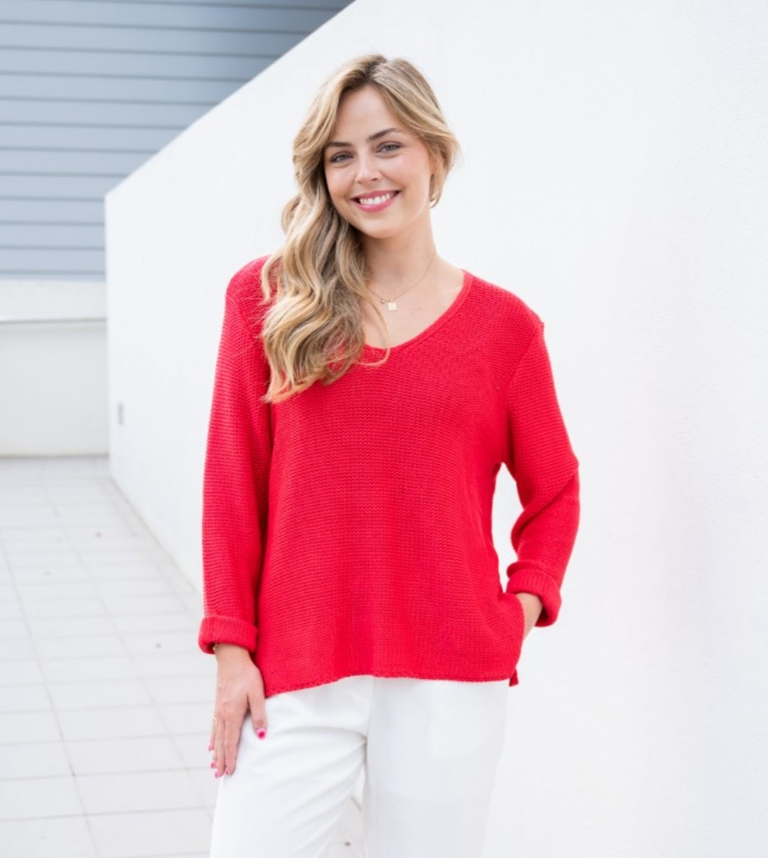 Nikki Red cotton Knit