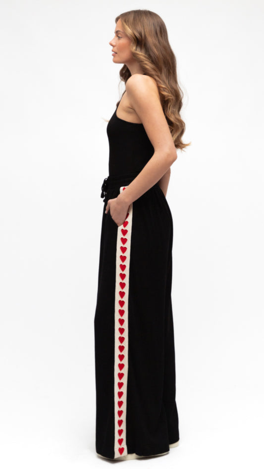 Red Heart on Black Racer Pant