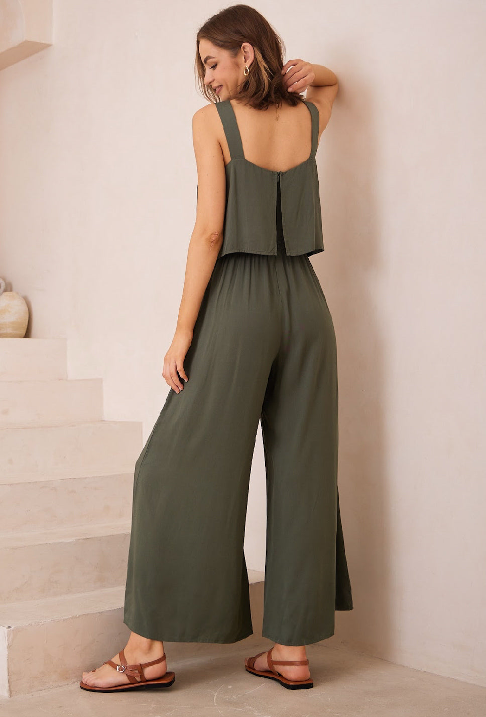 Audrina Khaki Jumpsuit