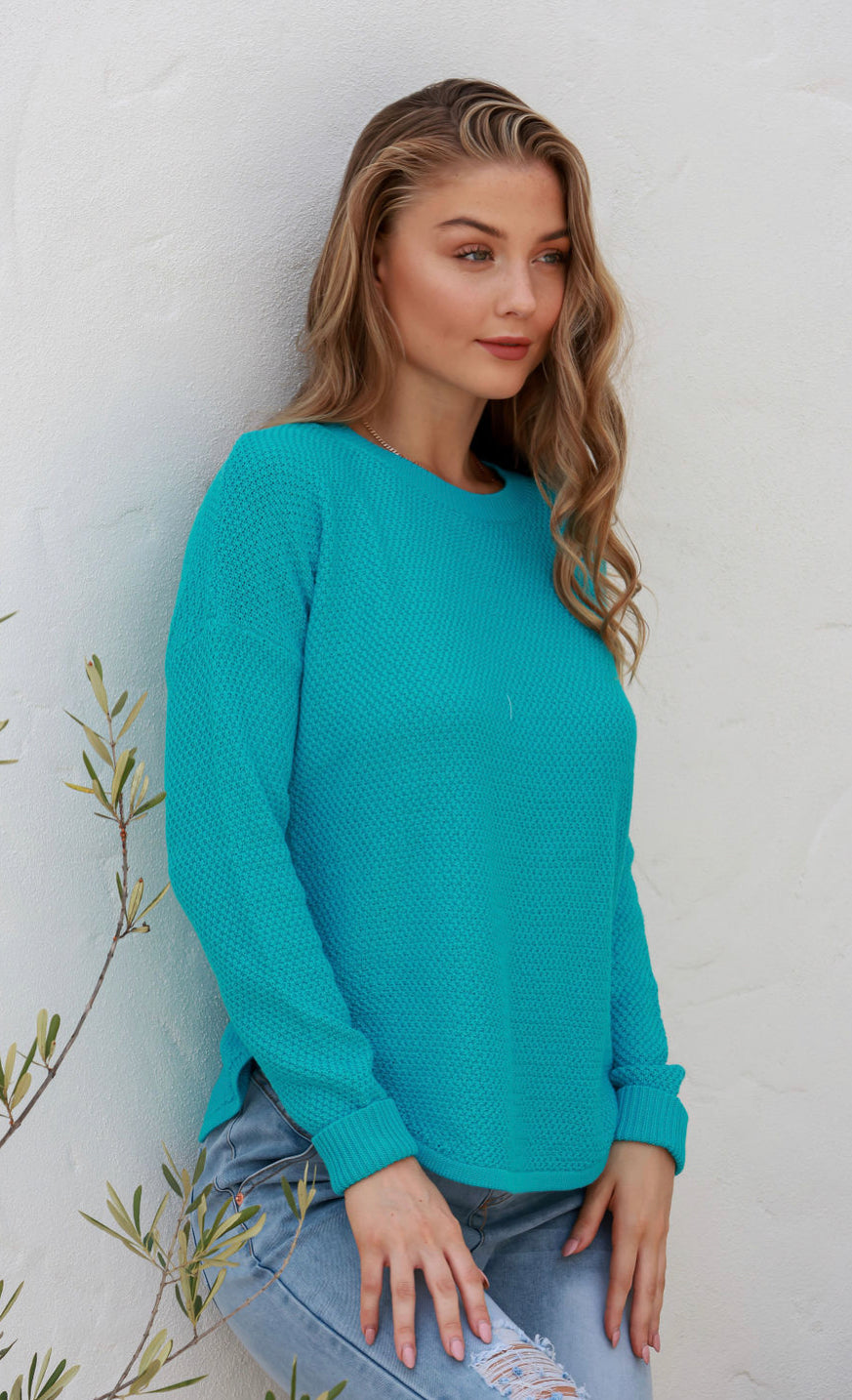 Carley Cotton Turquoise Knit