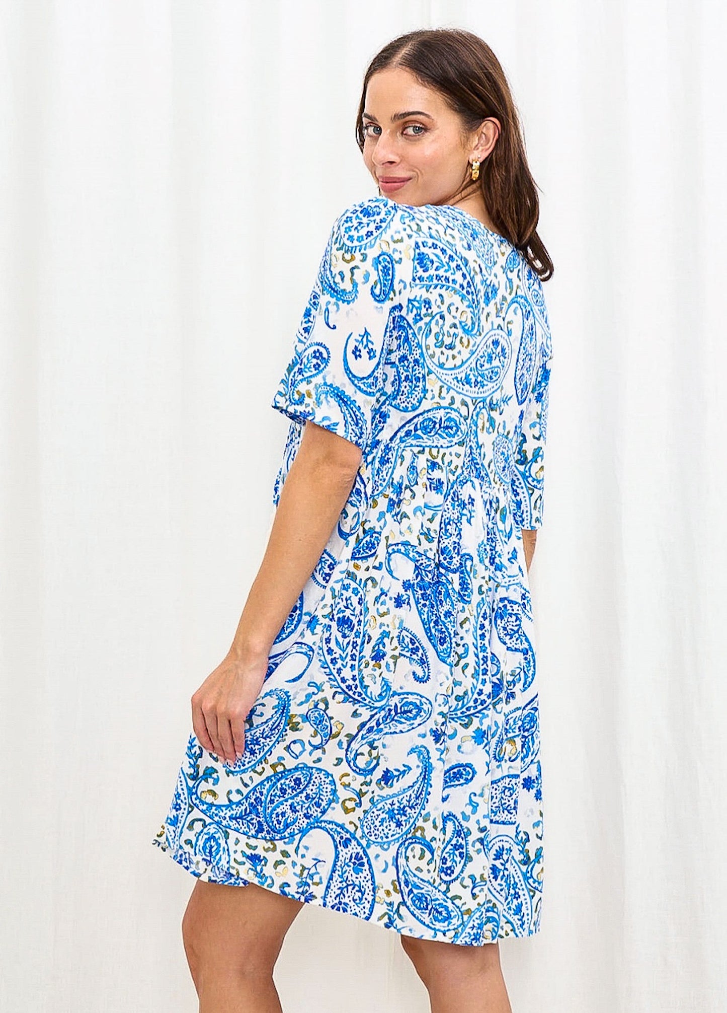 Iris Maxi - Bridge Dress, Water Colour Blue