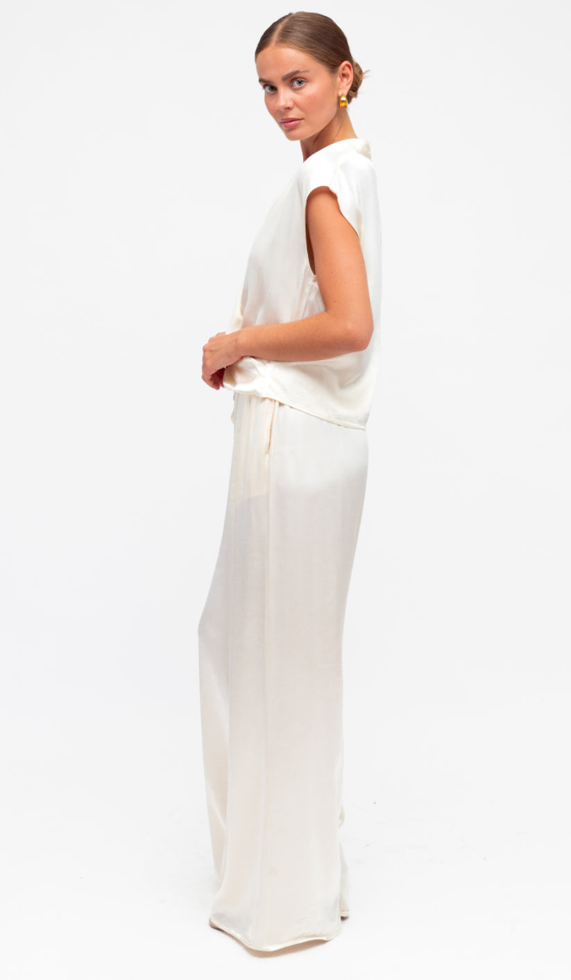 Nicole Cream Satin Top
