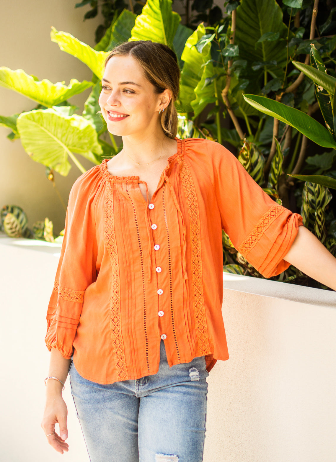 Capri Orange Lace Top