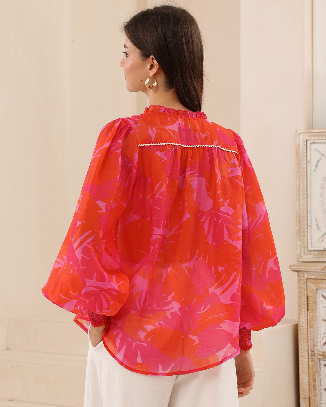 Pamela Red/Pink Tropical Blouse