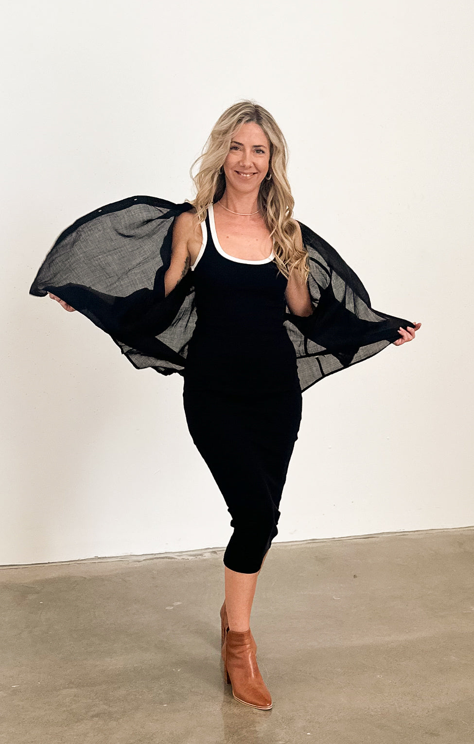 Kim Black Contrast Knit Dress