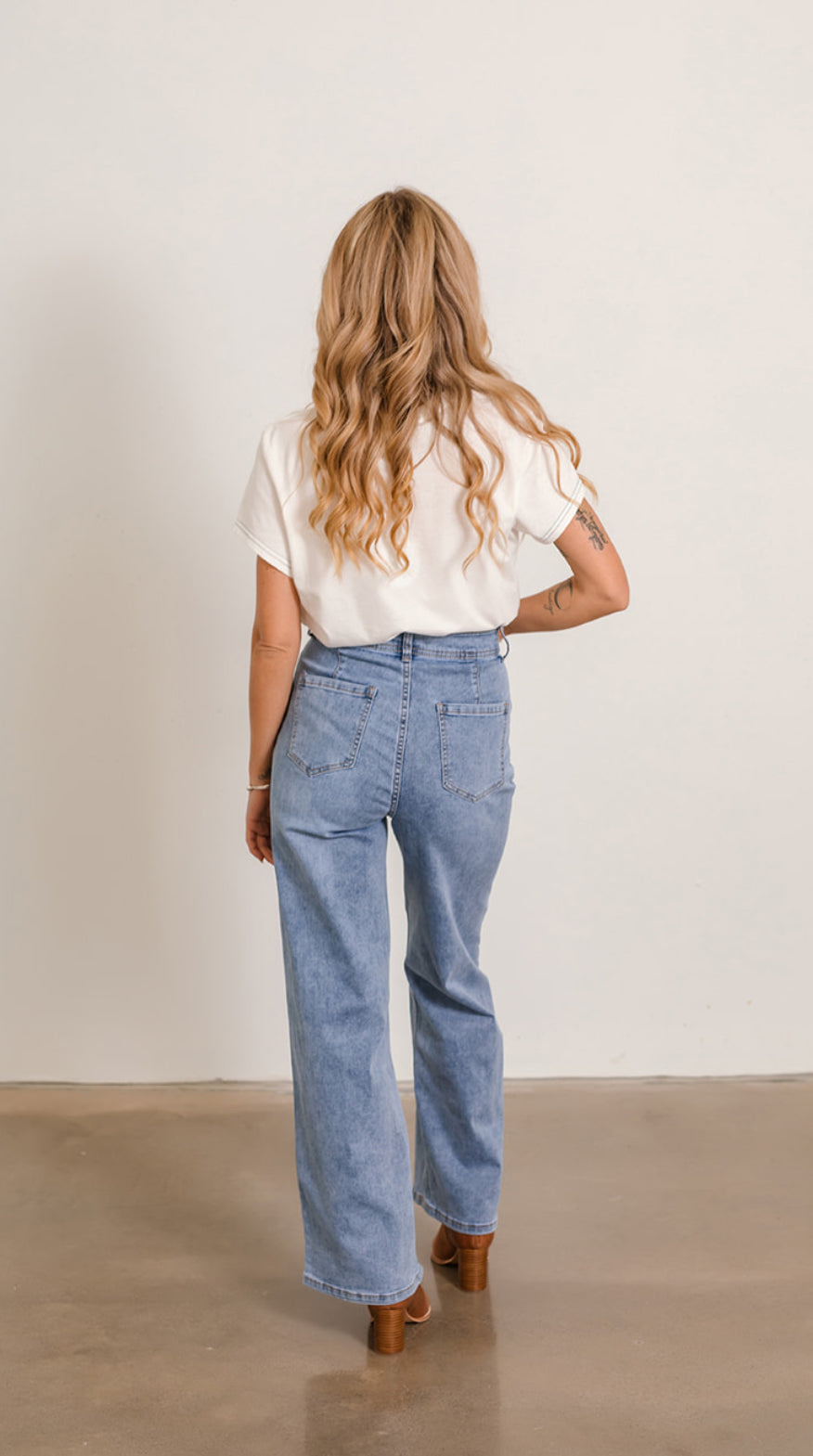 Kayli Washed Light Blue Wide Leg Jean