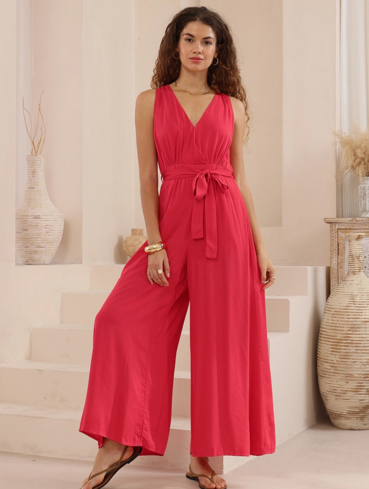 Poppy Pinkish Red Jumpsuit