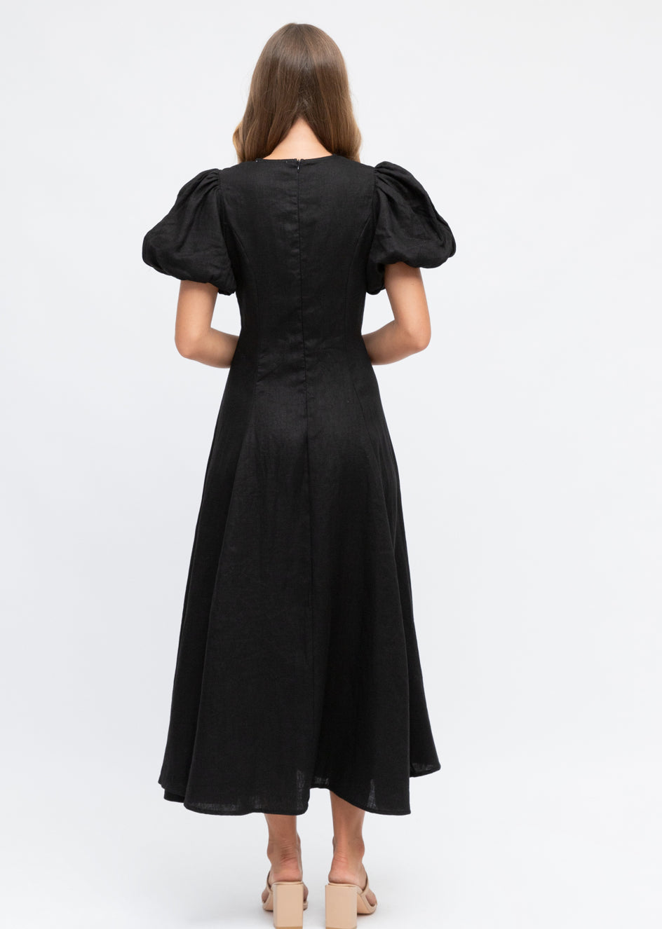 Chrystal Twist Black Linen Dress