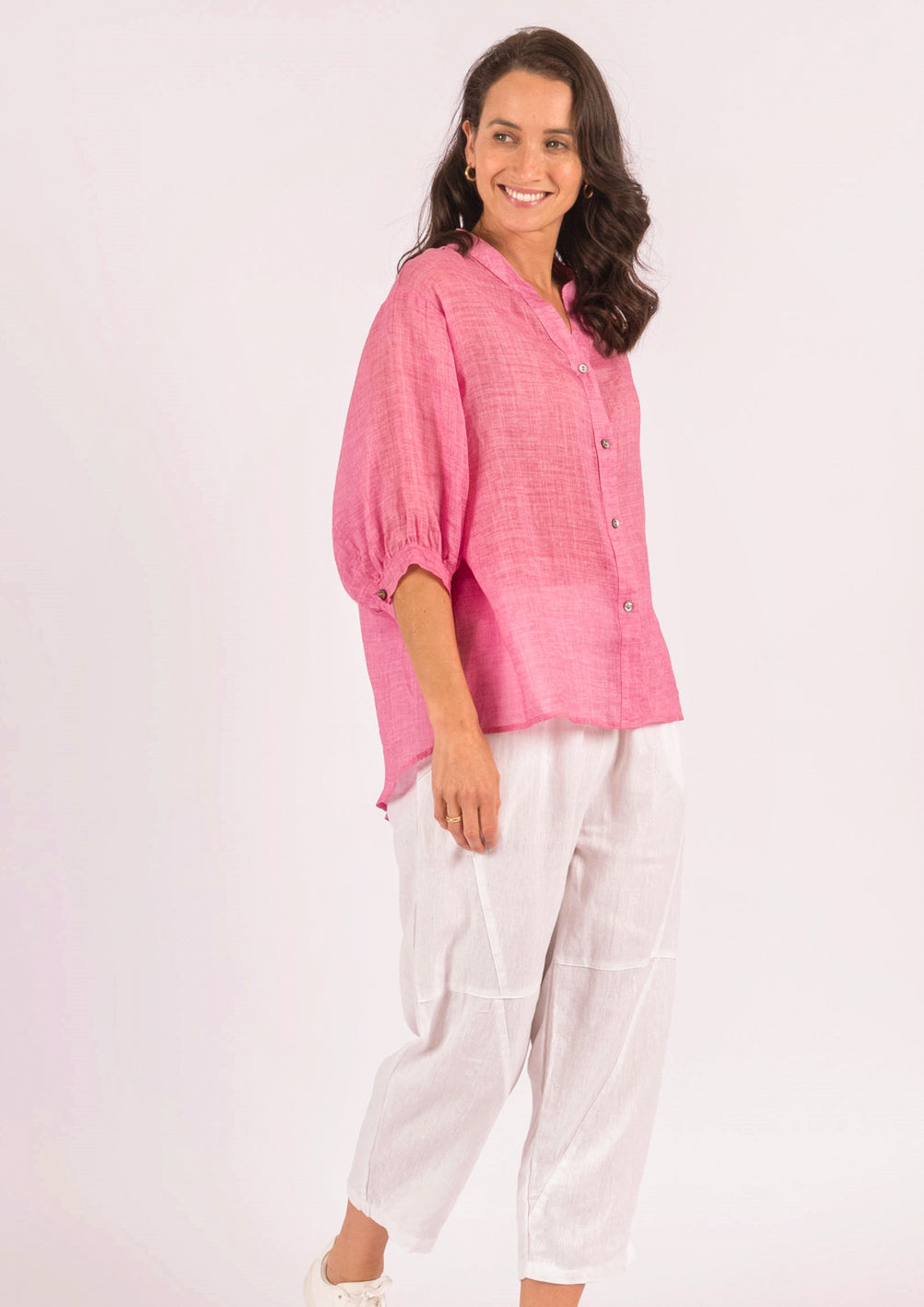 Romance Hot Pink Linen Blouse (Copy)