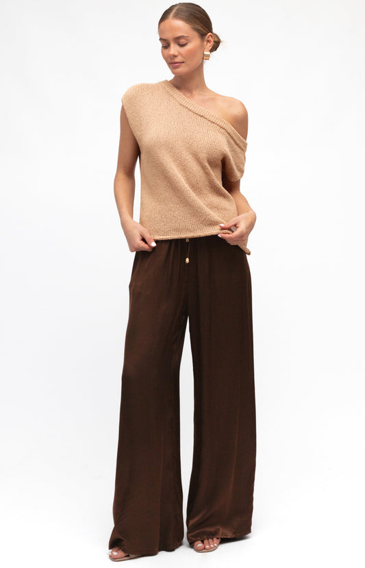 Carrie Natural Off the Shoulder Knit Top