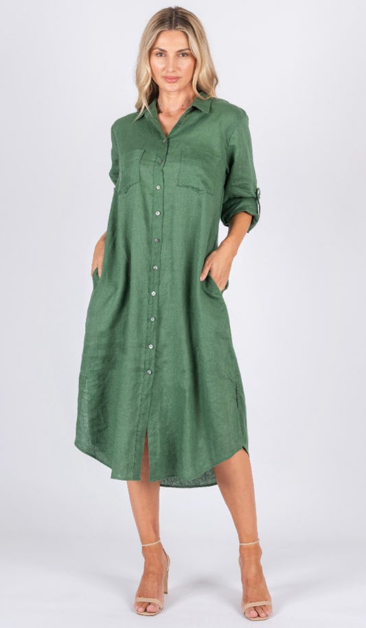 Miranda Green Shirt Maxi Dress