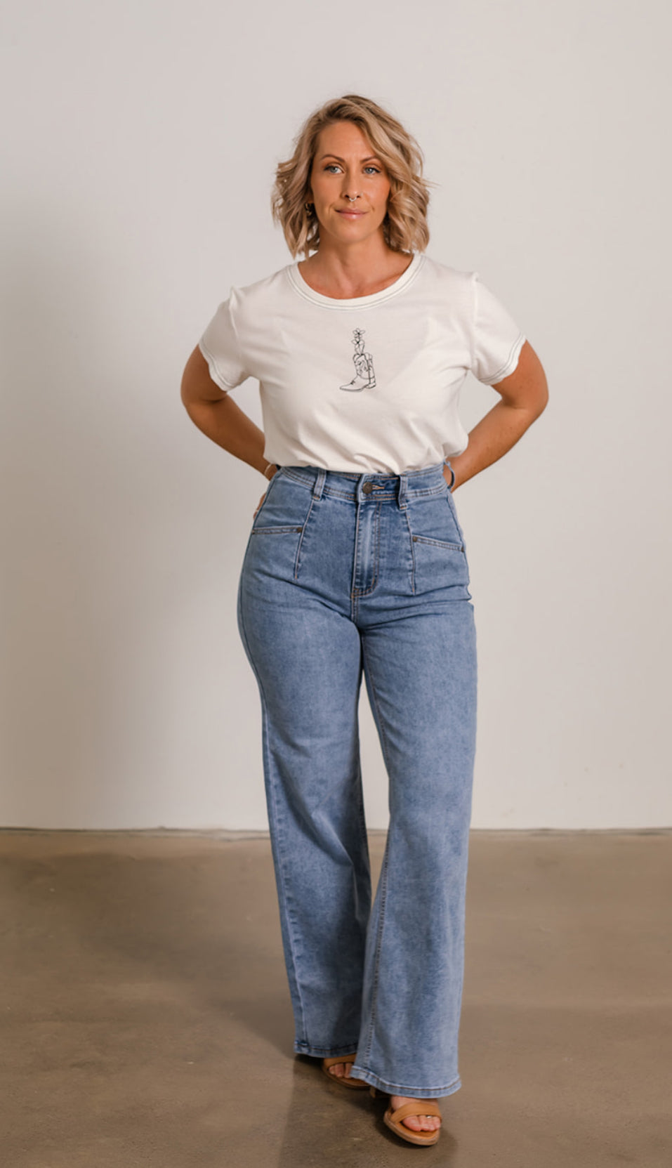 Kayli Washed Light Blue Wide Leg Jean