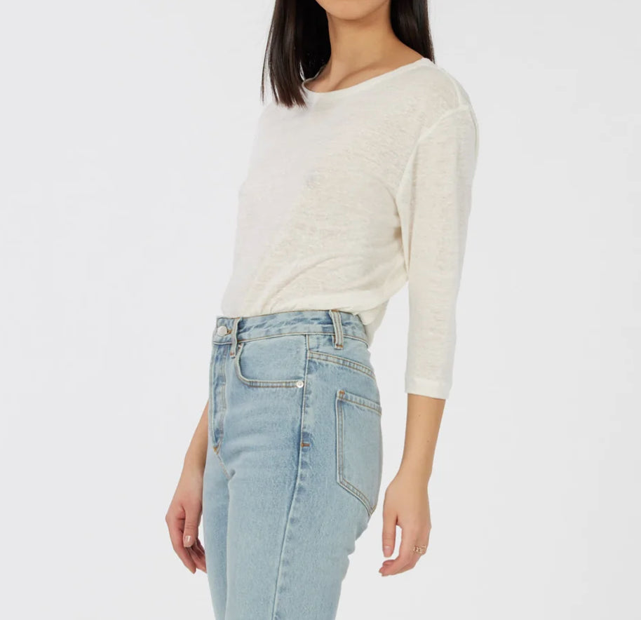 Bronte Ivory Linen 3/4 Sleeve Top