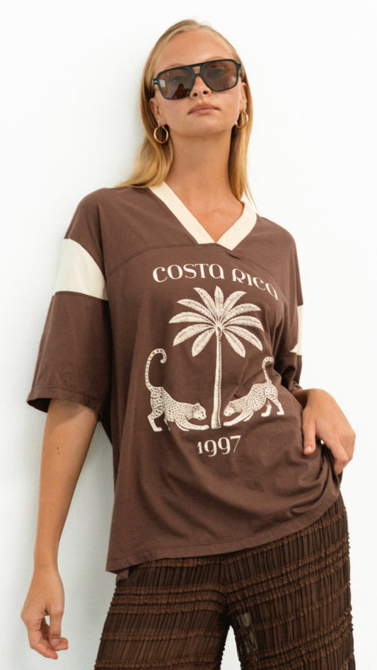 Costa Rica Chocolate/Beige Oversized Vintage Tee