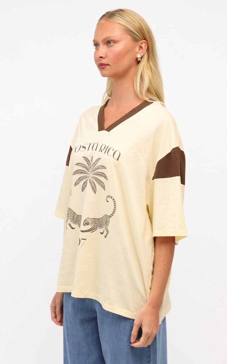Costa Rica Beige/ChocolateOversized Vintage Tee
