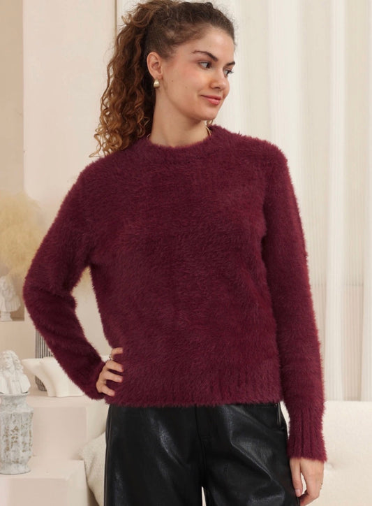 Tully Wine Fluffy Knit