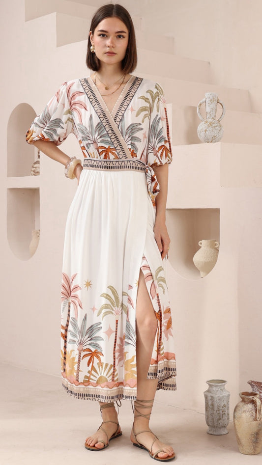 Palm Paradiso Wrap Dress