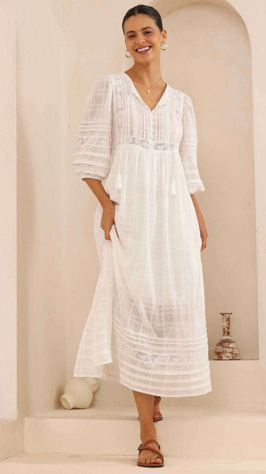 Abigail White Lace Maxi Dress