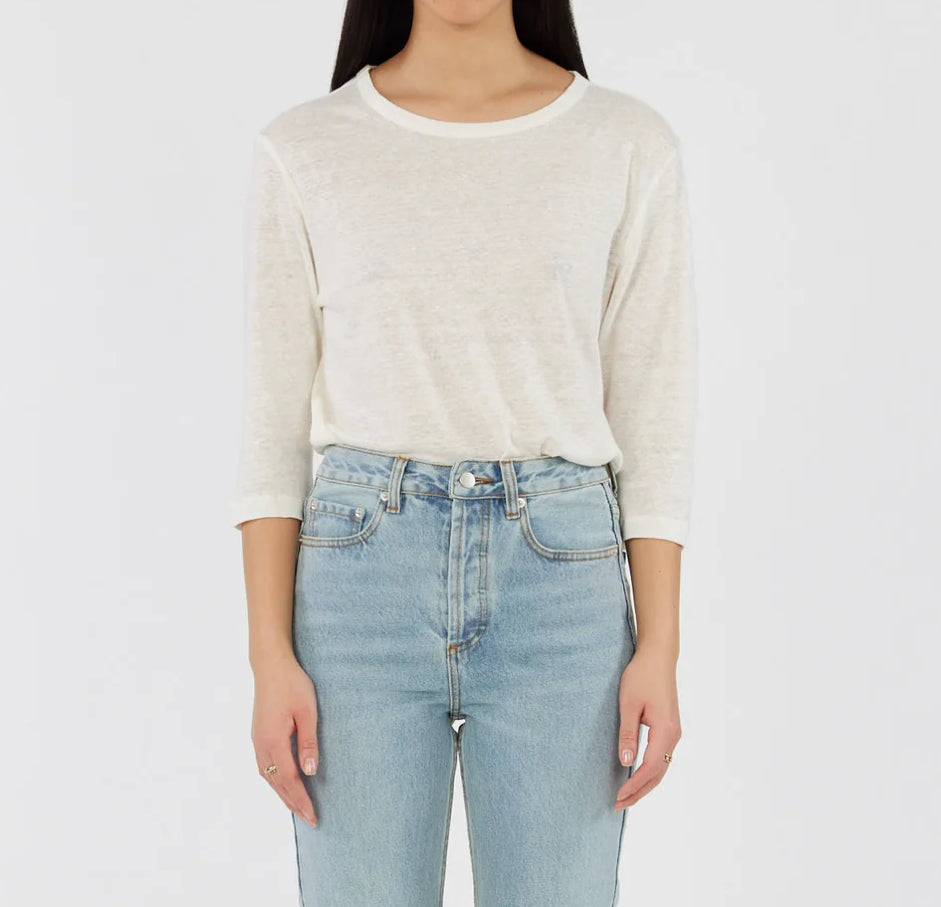 Bronte Ivory Linen 3/4 Sleeve Top