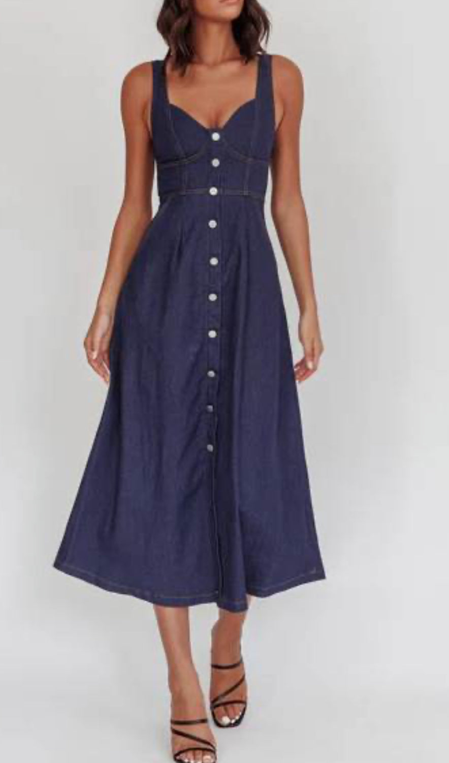 Millan Dark Blue Denim Midi Dress – Totalook Clothing Yamba