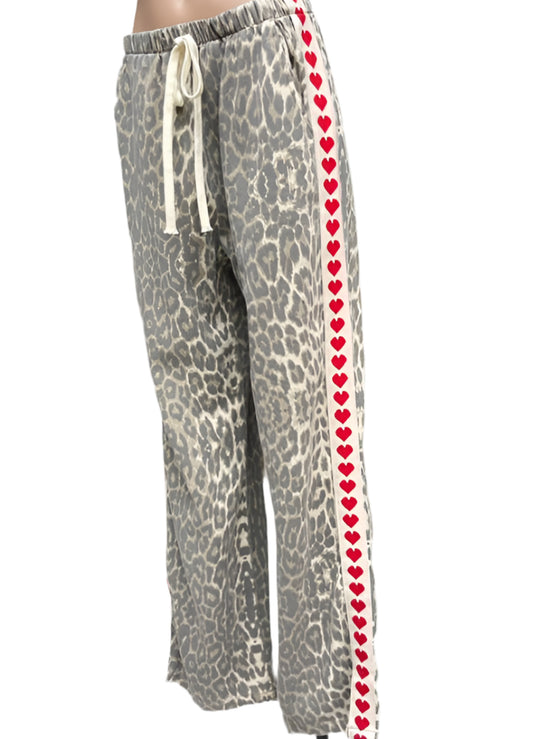 Leo Hearts Wide Leg Leopard Denim Pant