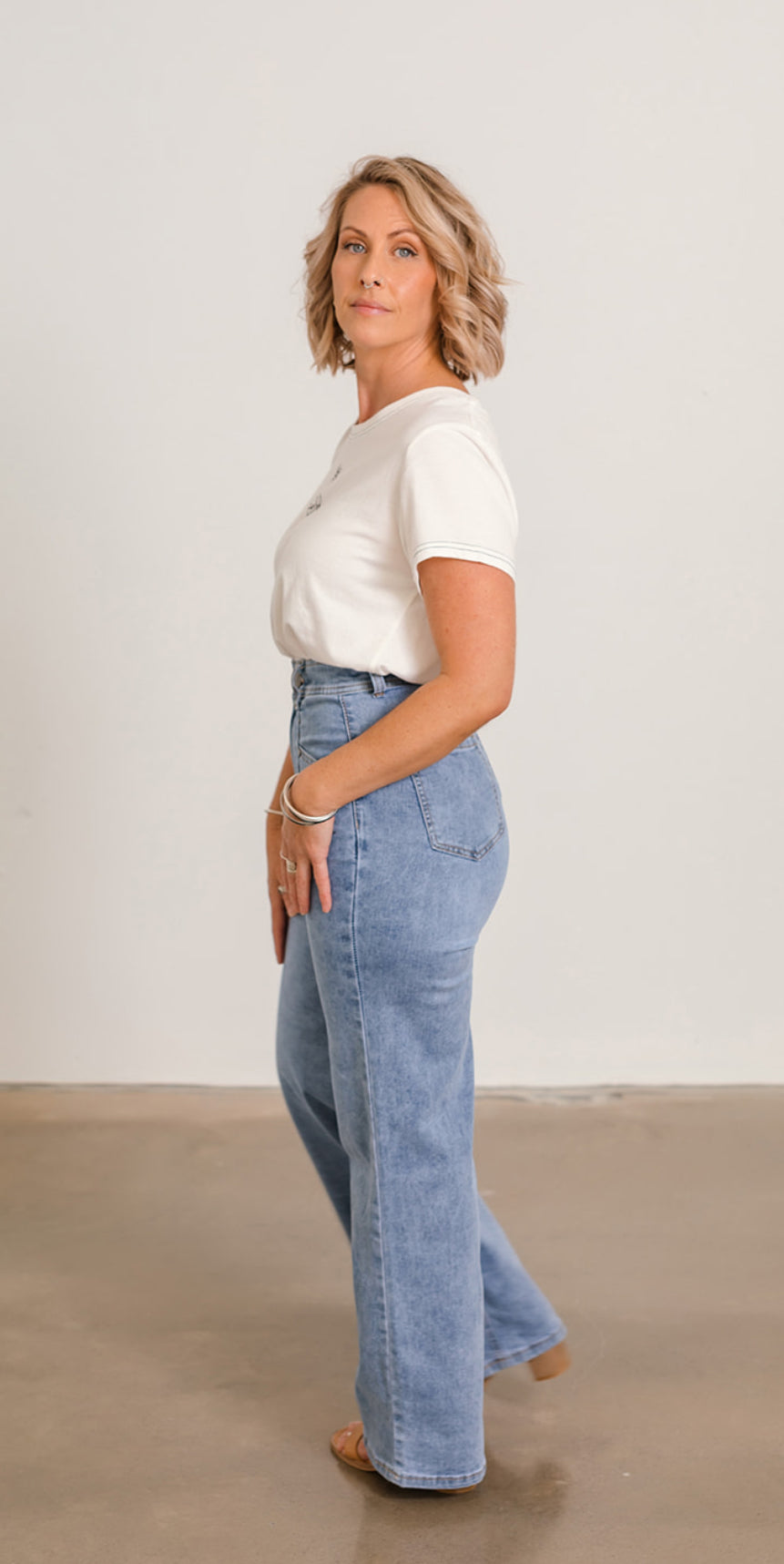 Kayli Washed Light Blue Wide Leg Jean
