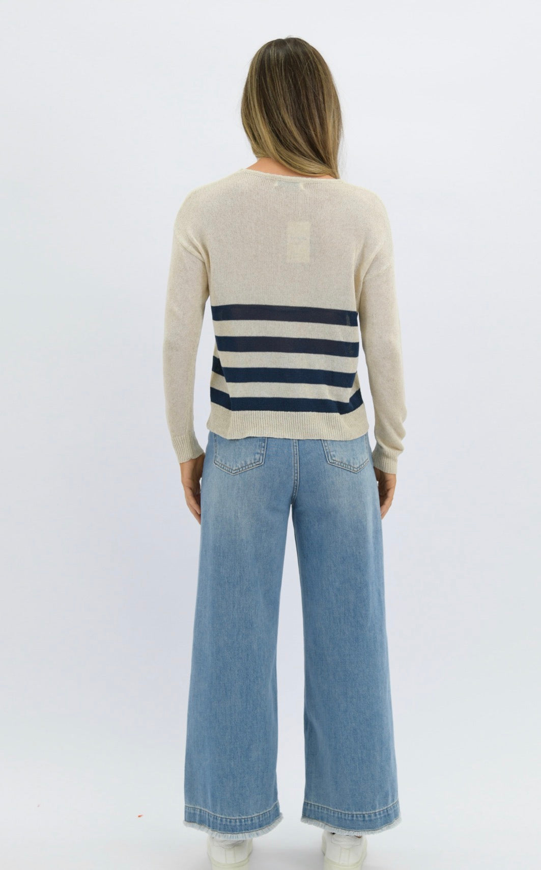 Kylie Linen/Cotton Natural/Navy Stripe Knit