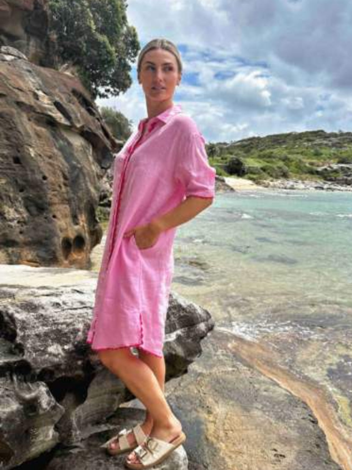 Isabel Pink/ Hot Pink Ric Rac Shirt Dress – Totalook Clothing Yamba