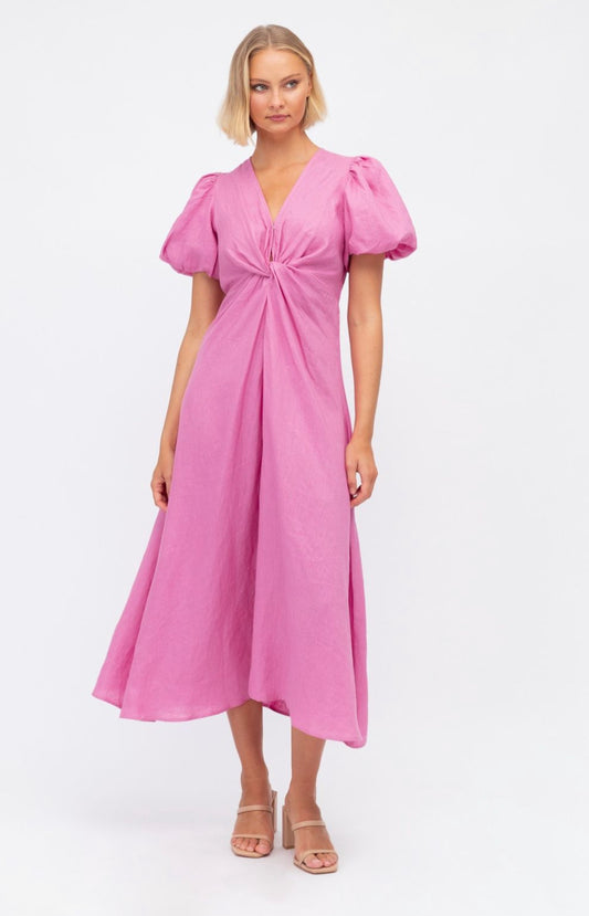Chrystal Twist Light Pink Linen Dress