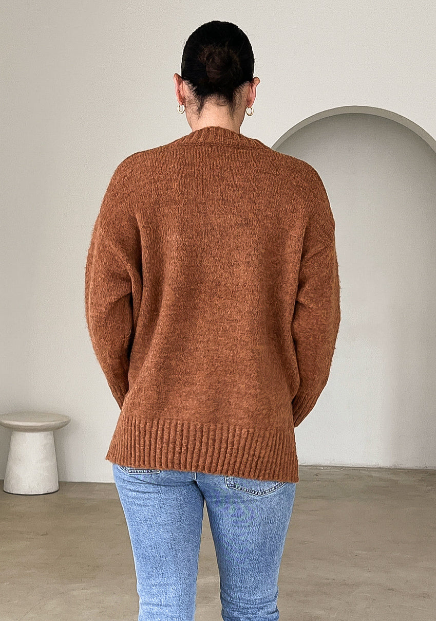 Chloe Chocolate Crew Neck Knit