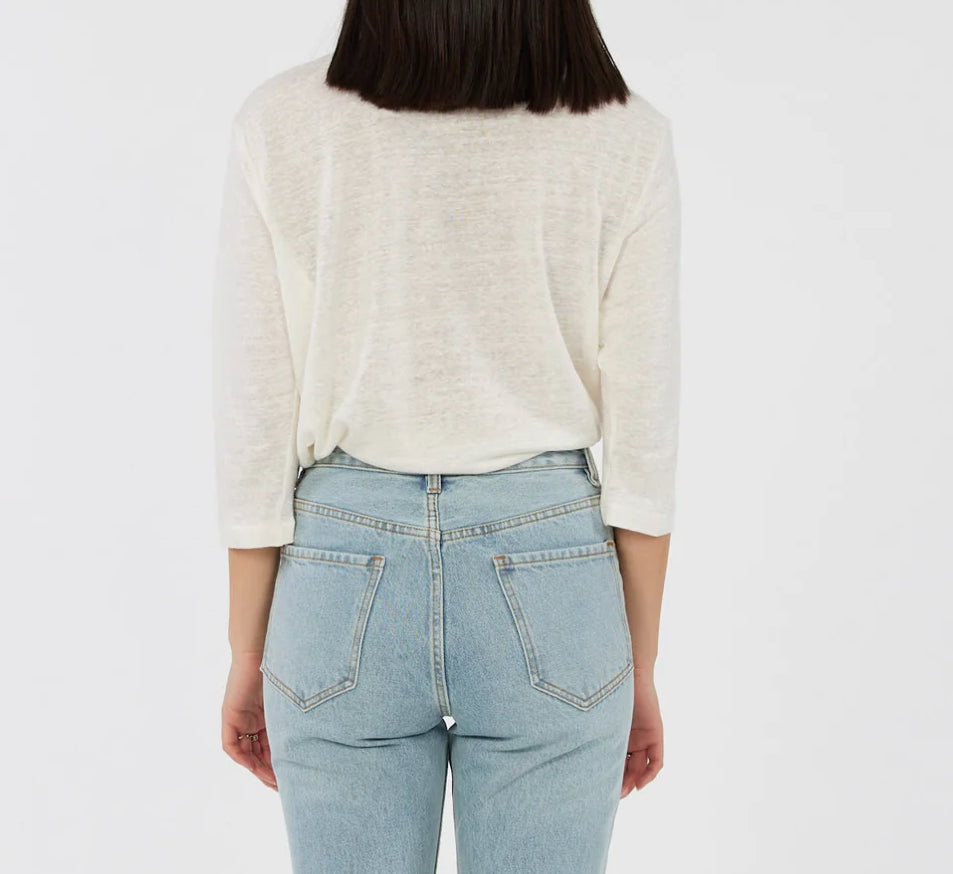 Bronte Ivory Linen 3/4 Sleeve Top