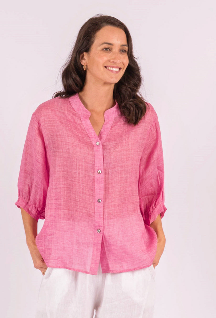 Romance Hot Pink Linen Blouse (Copy)
