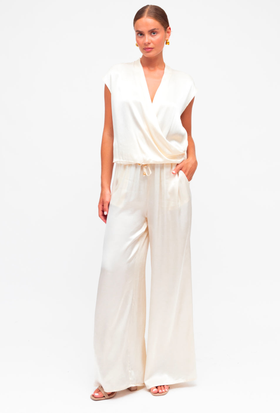 Nicole Cream Satin Top