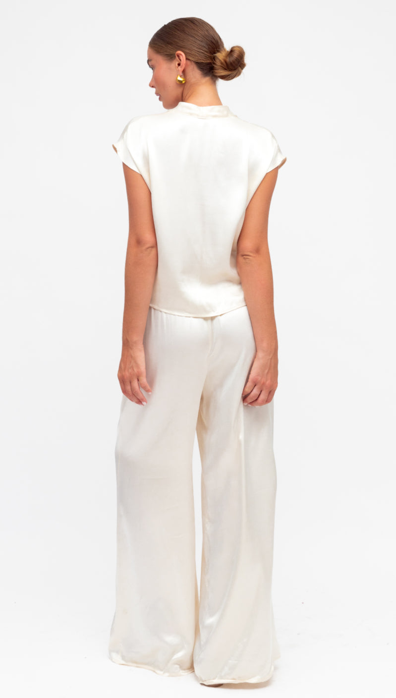 Nicole Cream Satin Top