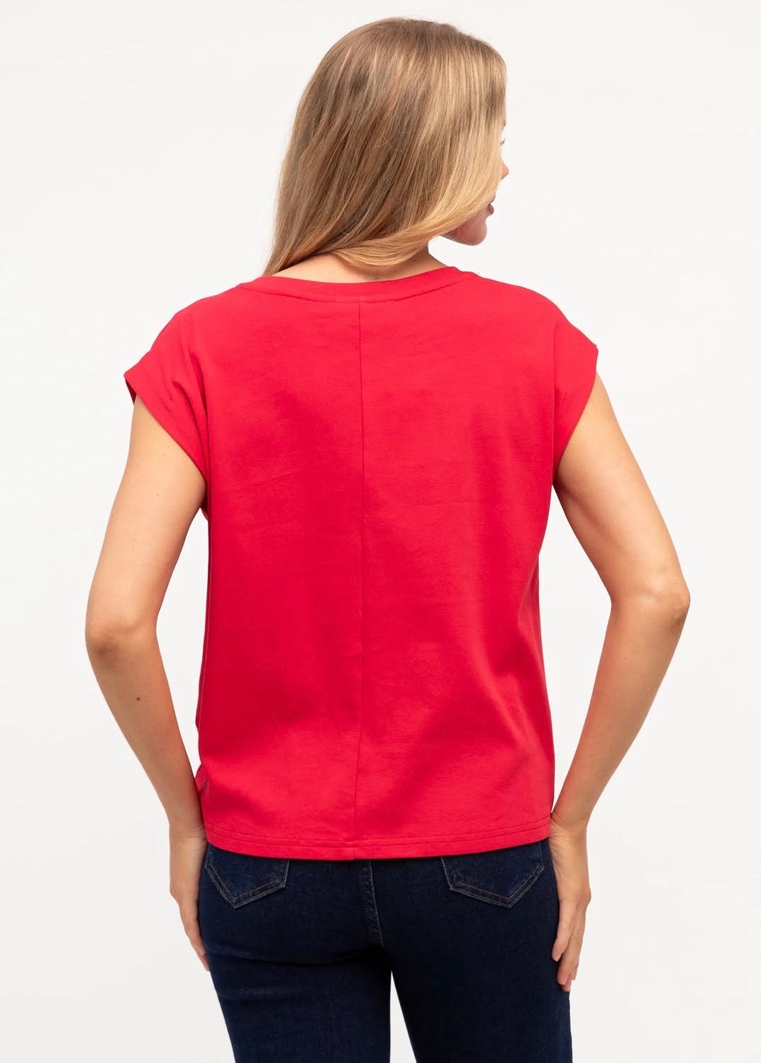 Tuck Cap Sleeve Red Top