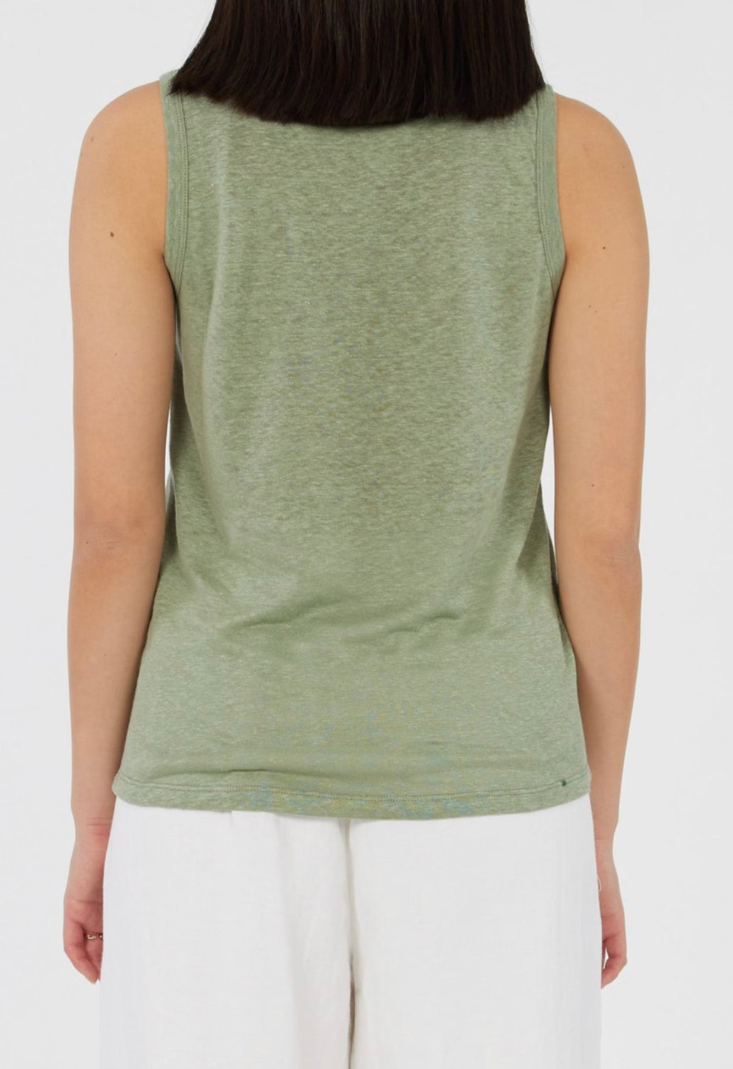 Aceline Tea Green Linen Tank