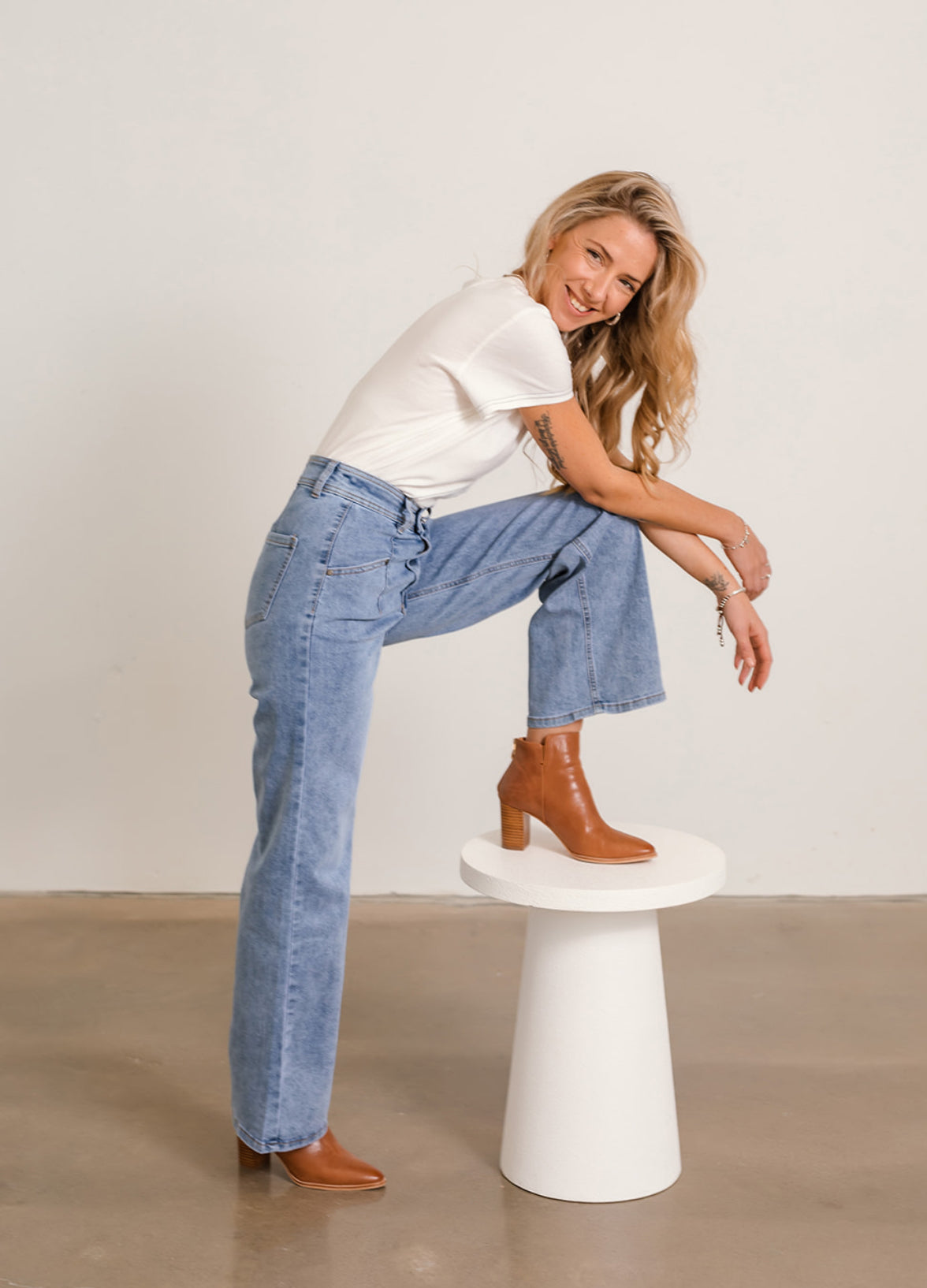 Kayli Washed Light Blue Wide Leg Jean