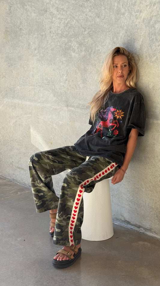 Camo Wide Leg Denim Pant