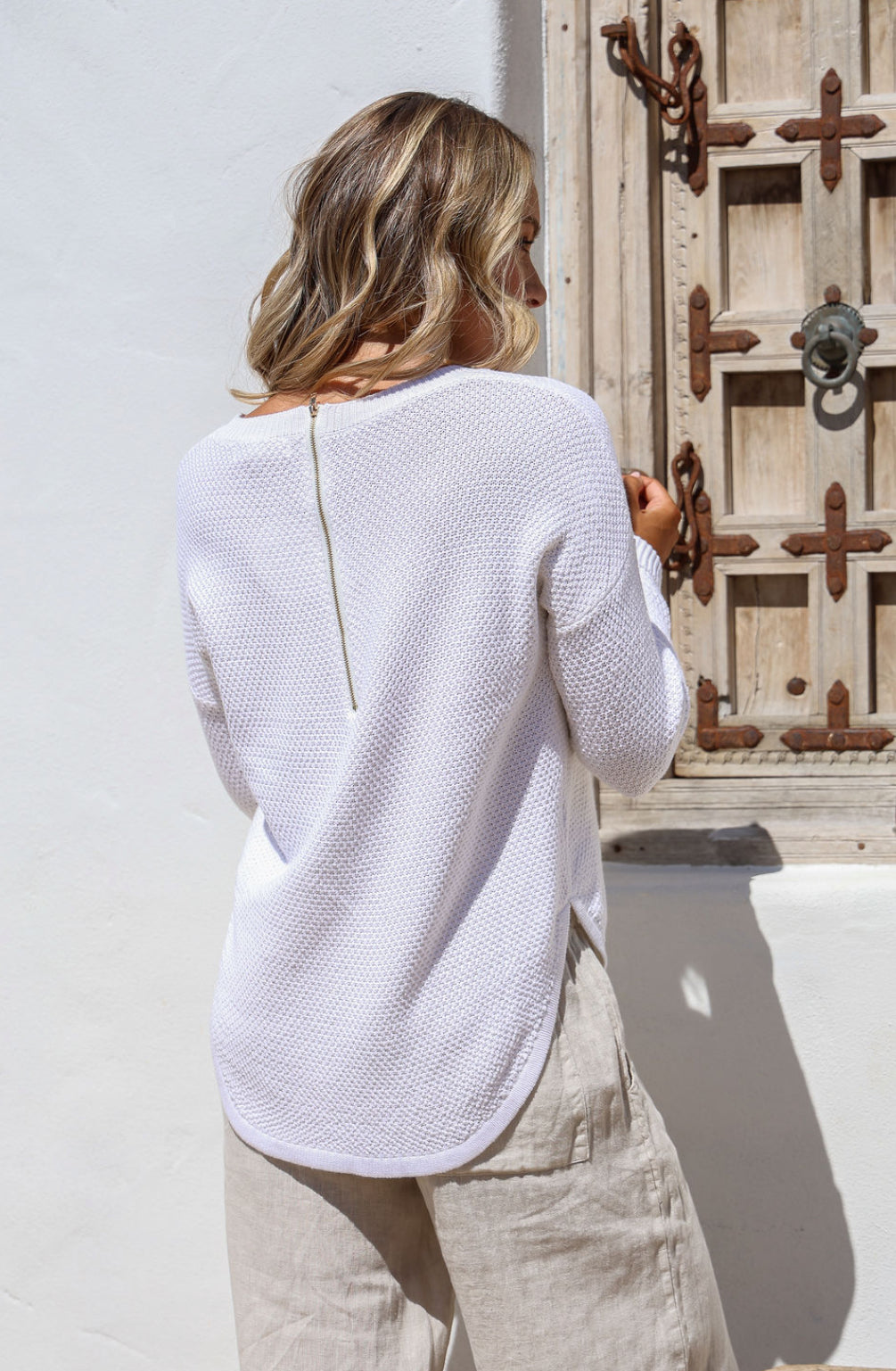 Carley Cotton White Knit