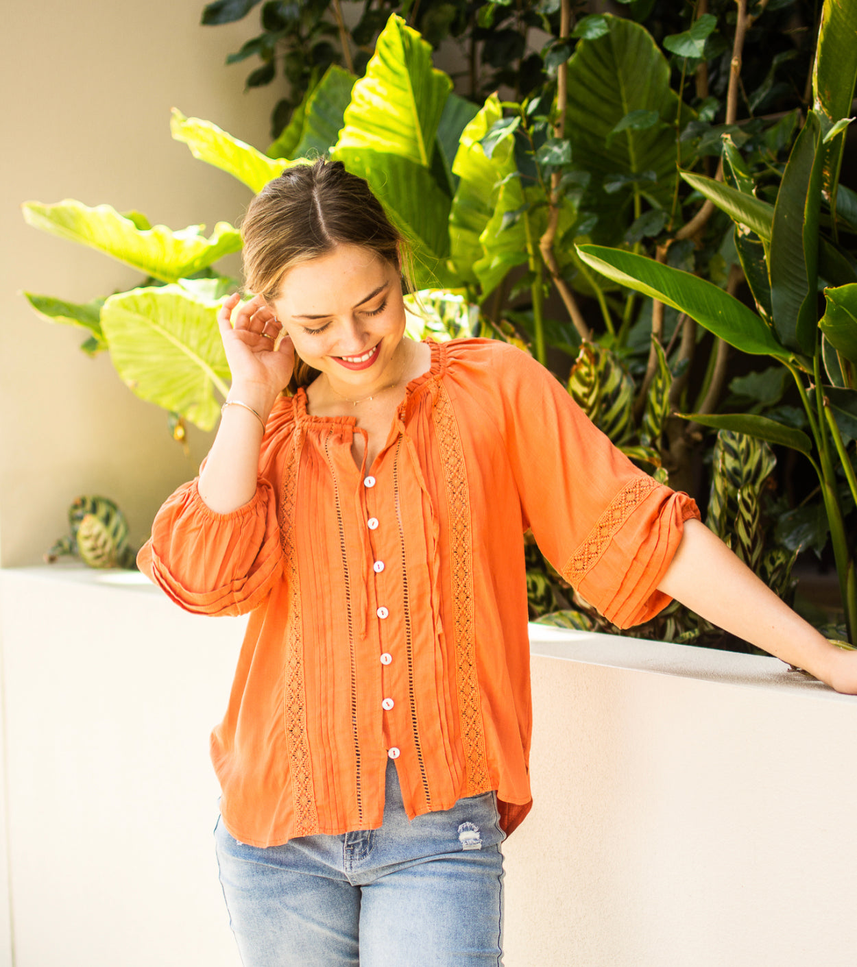 Capri Orange Lace Top