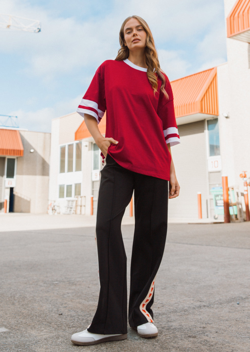 Retro Wine/White Over Sized T-Shirt