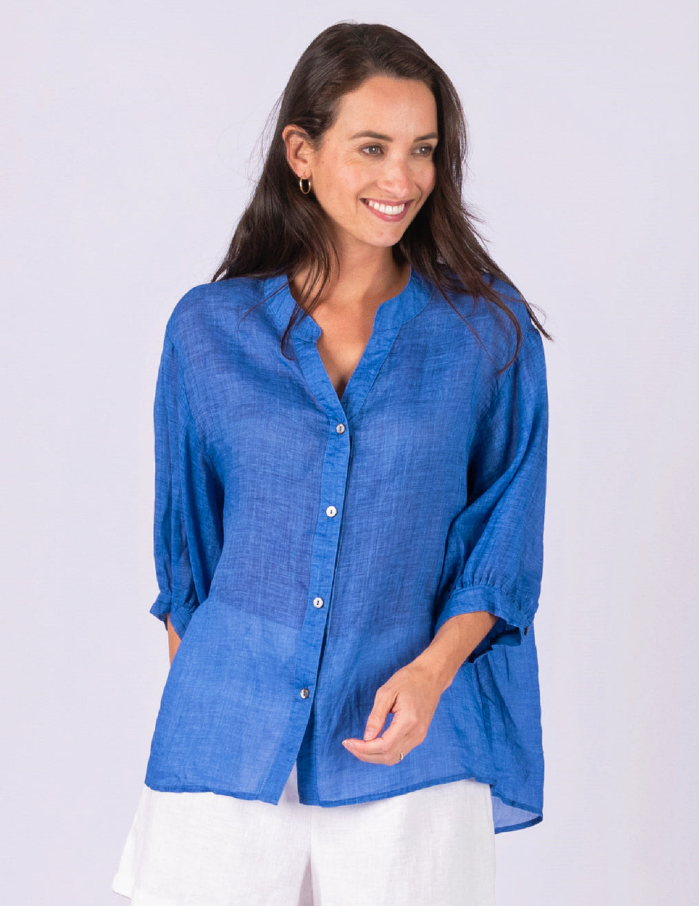 Romance Cobolt Blue Linen Blouse