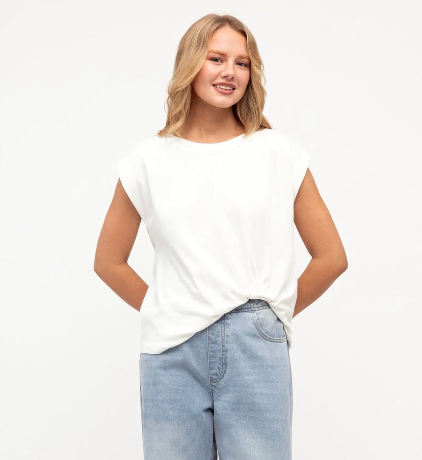 Tuck Cap Sleeve White Top