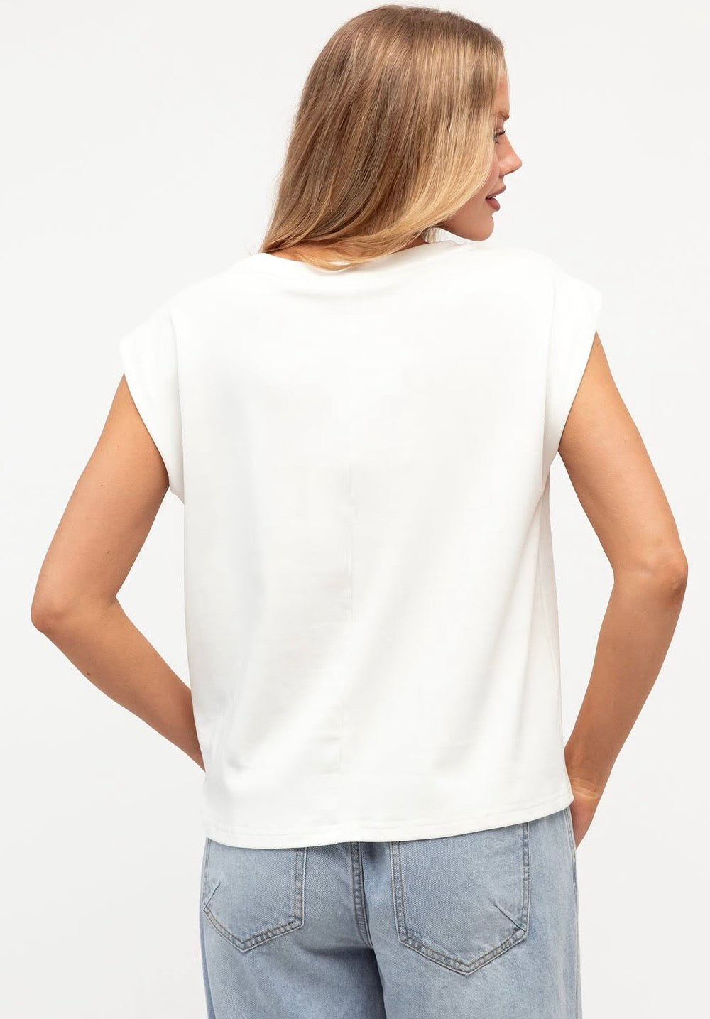 Tuck Cap Sleeve White Top