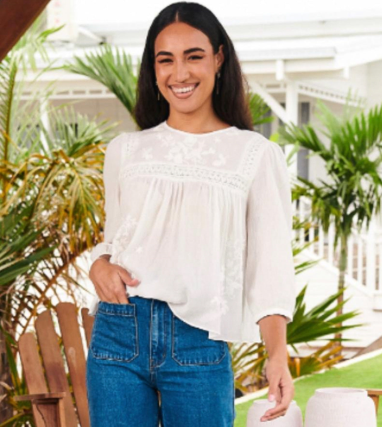 Salena White Lace Top